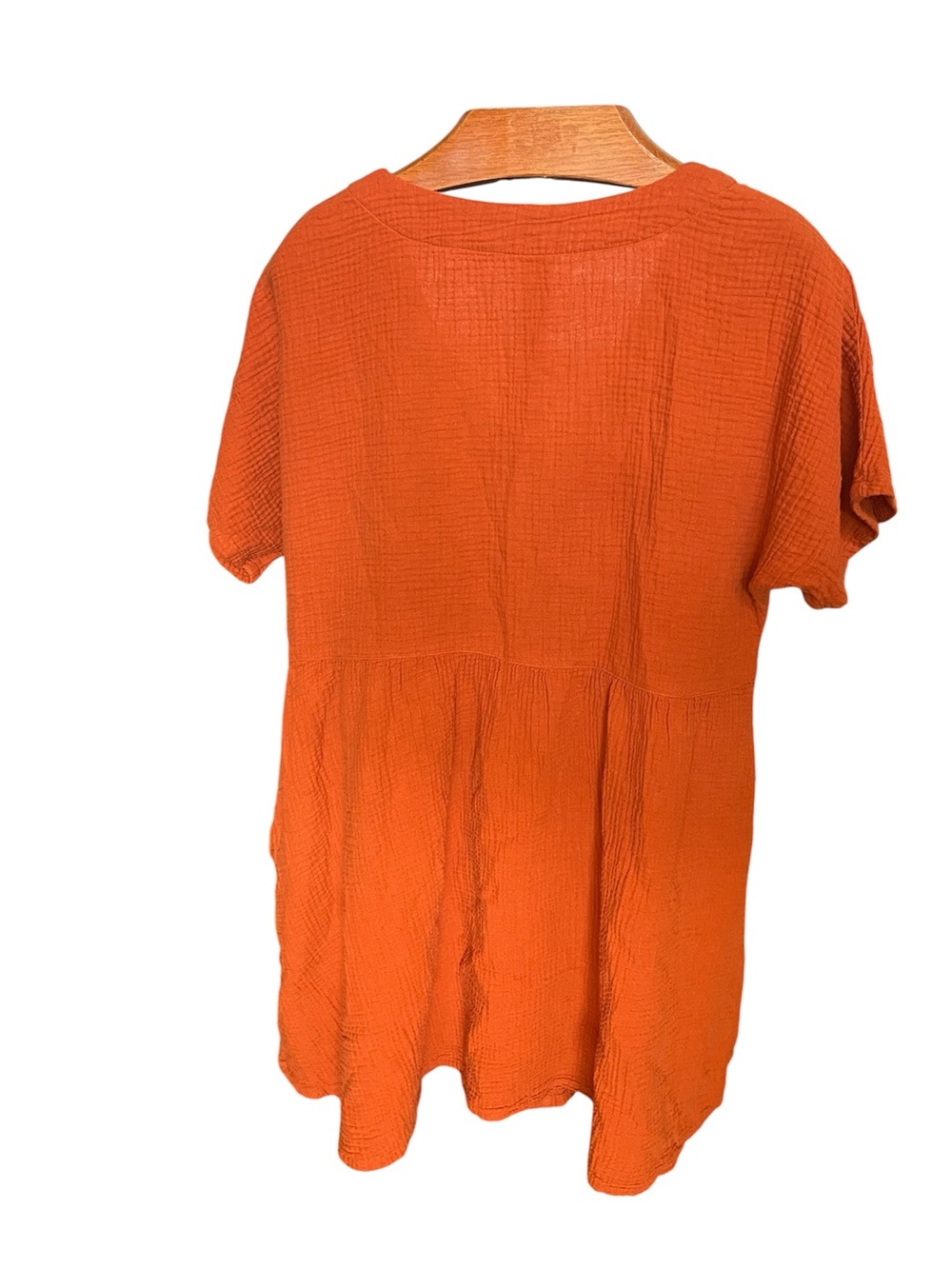 Madewell Orange Button-Front Cotton Gauze Textured Dress Large - Picture 4 of 8